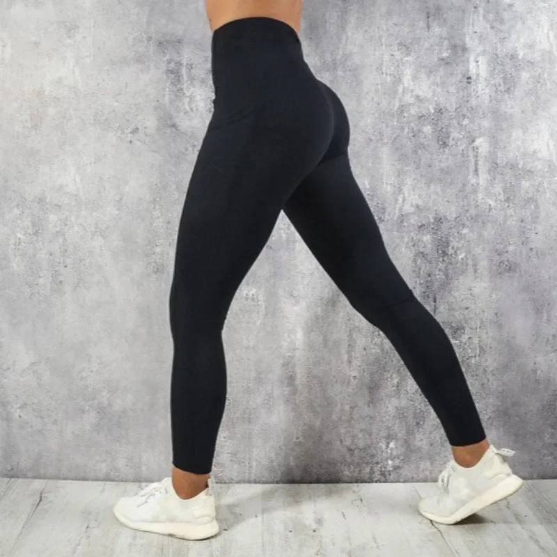 Yoga Fitness Women Leggings High Waist Tights with Pocket Gym Workout Running Stretchy Sexy Butt Liftting Casual Skinny Pants - Image 3